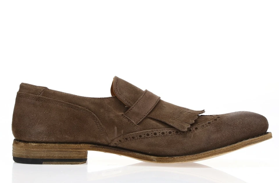 Zapatos Mocasines BLACKSTONE Para Hombres Marrón Flecos y Detalle Brogue Gamuza Cuero Talla 45 Foto 4 de 4