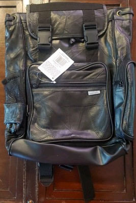 Soft Leather Black Backpack Zippers Pockets Maxam 2003
