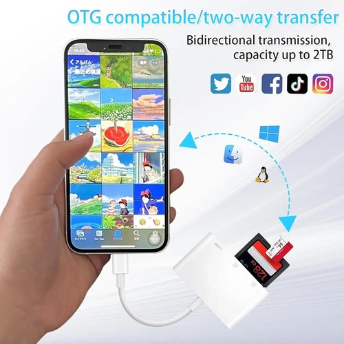 USB C 3 in 1 Adapter TF CF SD Memory Card Reader Writer Compact Flash USB-C - Afbeelding 16 van 24
