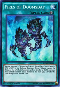 Fires of Doomsday - DESO-EN043 - Super Rare - 1st Edition x3 - Near Mint