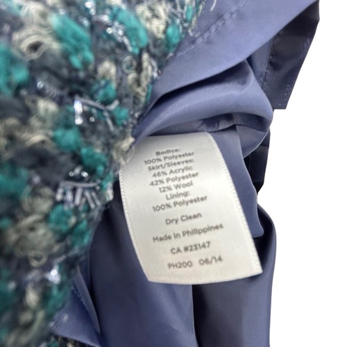 Talbots Tweed Mixed Media Dress Womens Size 12 Midi Blue Green - Picture 11 of 11