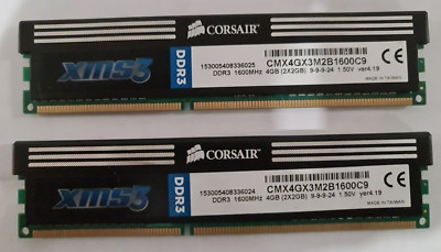 Lot De 2 Barrettes RAM Corsair XMS3 - DDR3 4 Go (2x2 Go) - PC3-10600 - Occasion