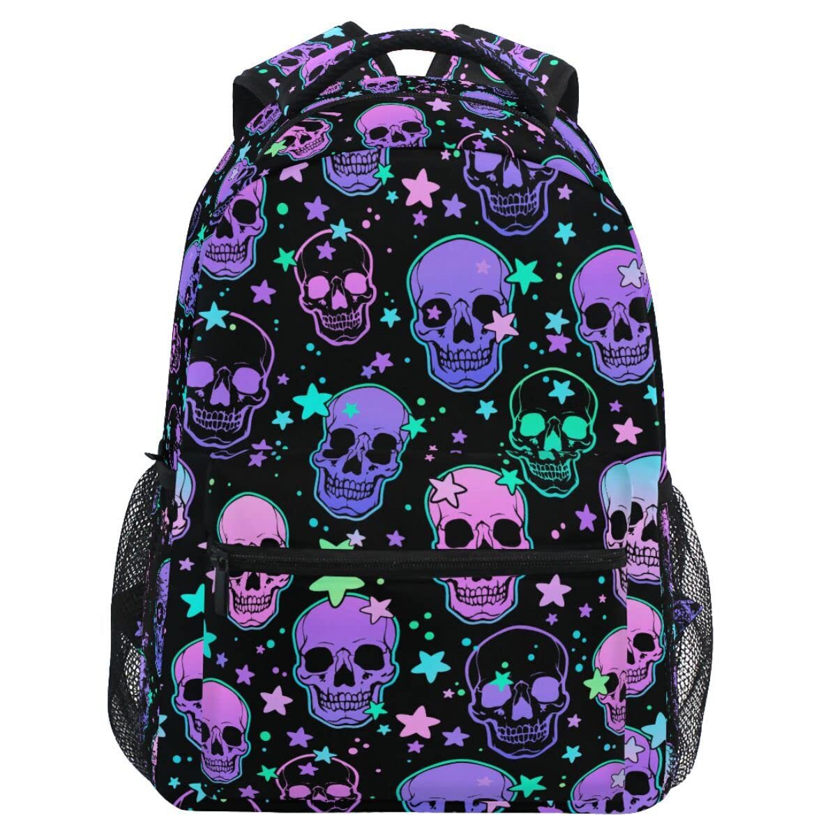 Stars Purple Skulls Backpack for Students College School Bookbag Boys Girls