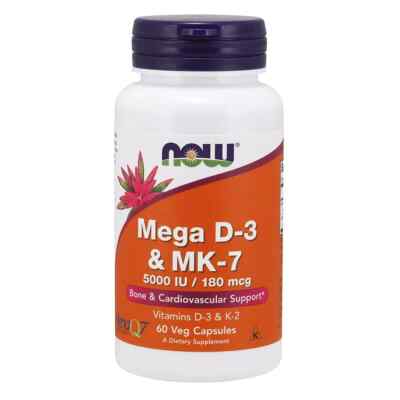 NOW FOODS Mega D-3 & MK-7 - 60 Veg Capsules