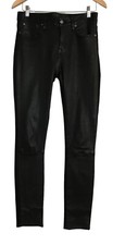 Helmut Lang Leather Pants Womens Size 28 Black Front Leather Back Stretch