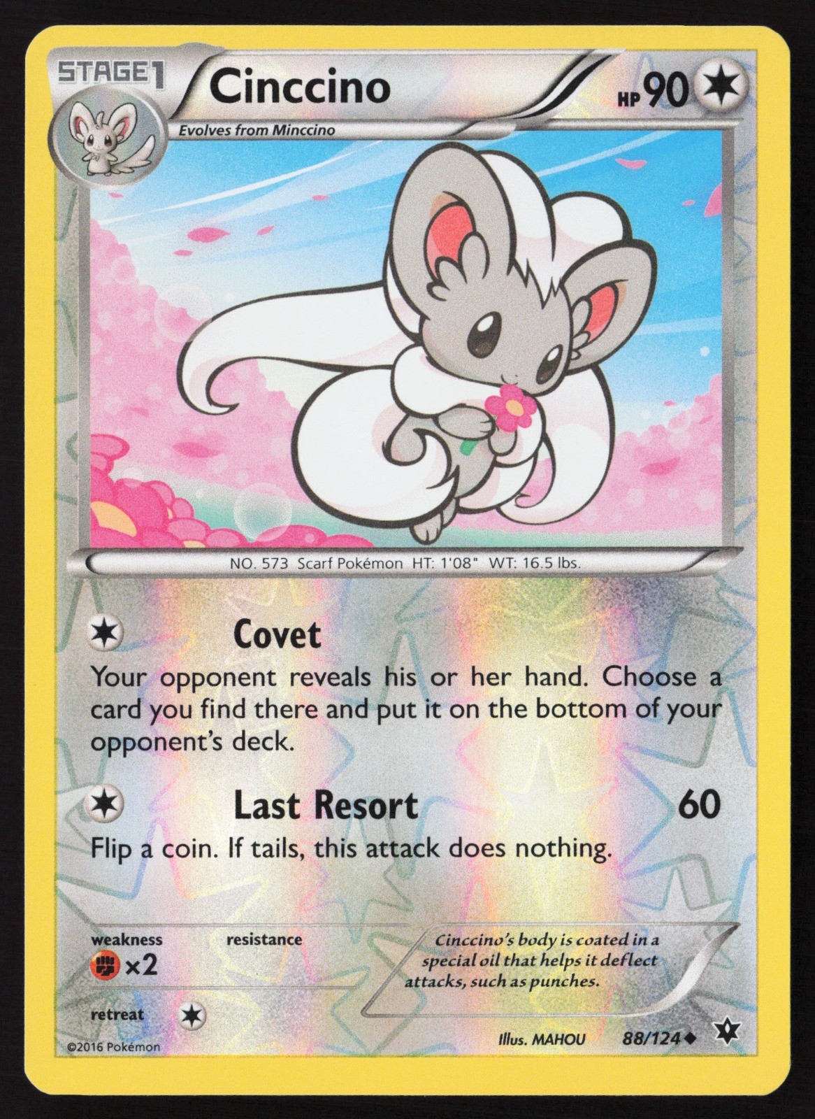 Cinccino (88) Reverse Holofoil XY - Fates Collide 88/124 NM MAHOU