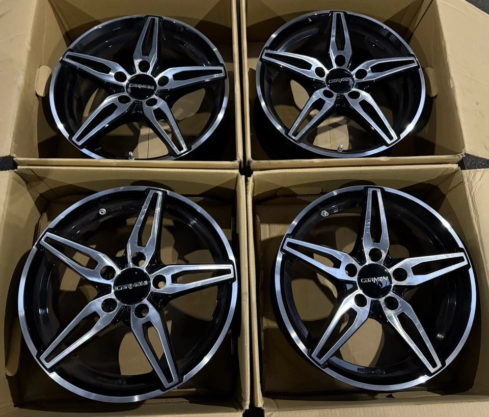 4x Carmani 15 Oskar 6.5 x 16 inch 5 x 112 ET 38 black polished ECE Mercedes Audi - Image 2 of 4
