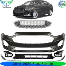 Front Bumper Cover Fascia & Grille Assembly Chrome Kit For 2019-2020 Ford Fusion