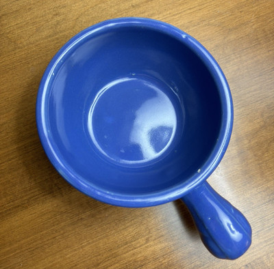Darling Blue Vintage Ceramic Ramekin/Baking Dish with Handle