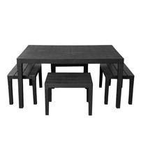 SET DA GIARDINO "SAMOA" IN POLIPROPILENE ANTRACITE 4 SEDUTE E TAVOLO