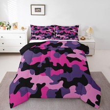 Kids Camouflage Comforter Set Queen Size Boys Girls Army Camo Lightweight Bed...