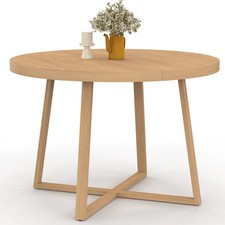 Table à manger fixe ronde SELMA 4-6 personnes bois effet hêtre 110 cm