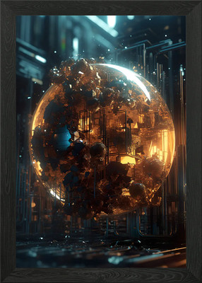 Gerahmtes Wandbild Abstraktes Atompartikel Poster Leinwanddruck Bild