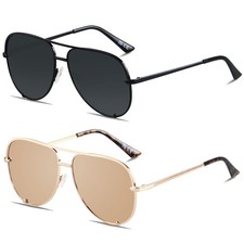 Oversized Aviator Sunglasses for Women Big Large UV Protection Fashion Sun gl...