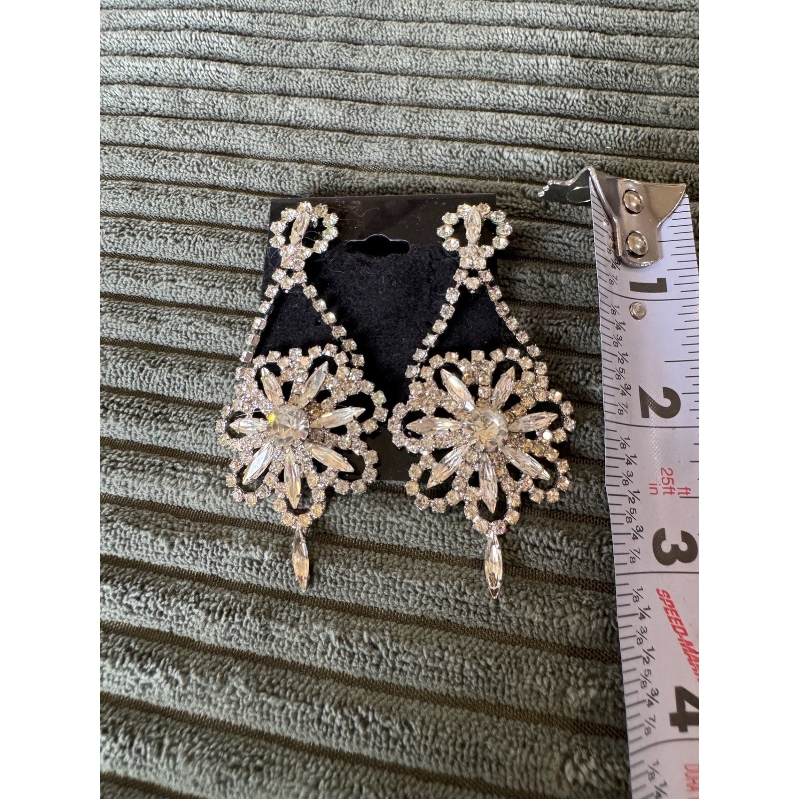 Dramatic Rhinestone Dangle Earrings Statement Pro… - image 6