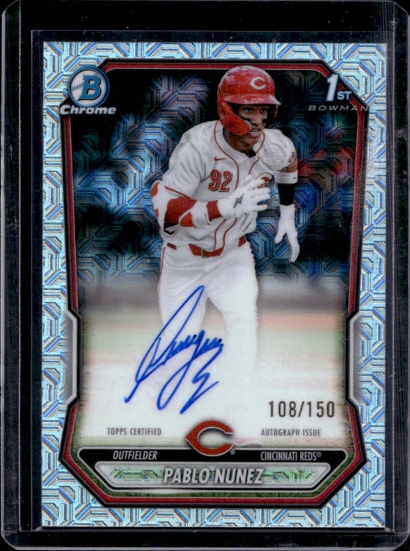 2026 Bowman Pablo Nunez Chrome Auto HTA Choice Refractor 1st Prospect #/150 Reds