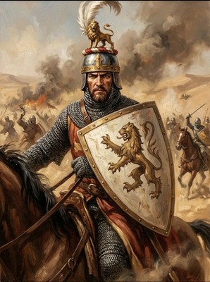 KÖNIG RICHARD DAS LÖWENHERZ auf dem Schlachtfeld 10x8 Zoll Druck.