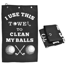 Fathers Day Golf Accessories Gift for Dad Men Clean My Ball Towel Black Set