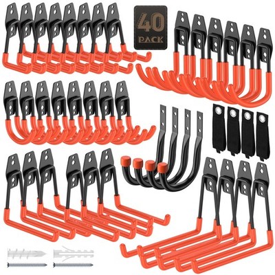 40Pack Heavy Duty Garage Hooks for Hanging & Storage Items