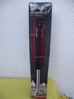 Silvercrest Stabmixer dunkelrot 600W Turbotaste Edelstahl Pürieraufsatz NEU1