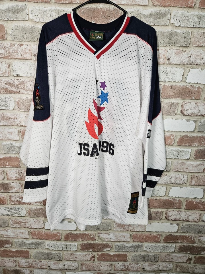 Camiseta deportiva de hockey grande de los Juegos Olímpicos 1996 Atlanta EE. UU. vintage para hombre Foto 2 de 4