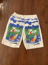 Rare Vintage 80s 7up Soda Advertisement Shorts Men s Medium M L Sailboat