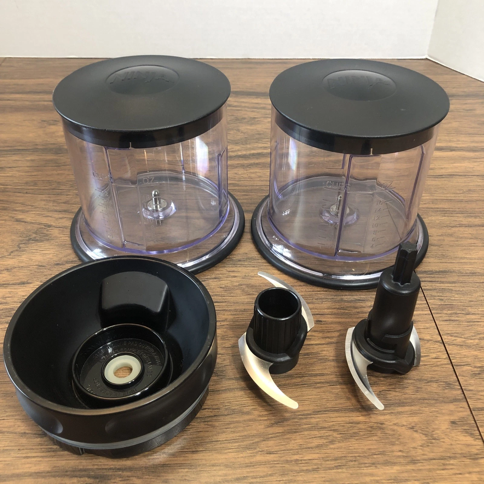 2x Ninja 16oz 2 Cup Bowls w/Lids - Blade Food Processor Master Prep Pro QB1004