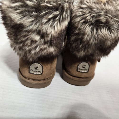 Bearpaw Boots Youth 4 Helaina Snow Brown Suede Pull On Casual Ankle Top Comfort - Picture 3 of 8