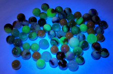 Lot Of 74 Vintage Glass/Swirl Marbles including Marbles with Uranium/Cadmium