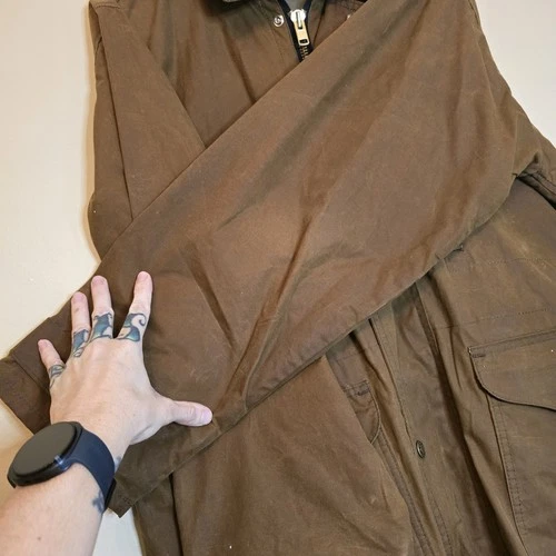 Vintage Filson Cover Cloth Mile Marker Coat XL Brown Waxed Jacket Made In USA image 11