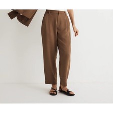Madewell Pleated Tapered-Leg Easygoing Crepe Pants, Light Roast, Size 6