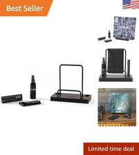 Vinyl Record Cleaning Kit - Espresso Wood Stand with Microfiber Cloth Solution