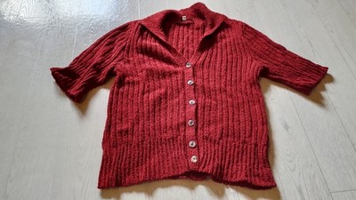 Strickjacke Kurzarm Peruvian Connection Damen Größe M rot mit Kragen