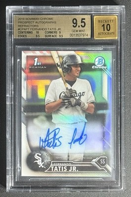 FERNANDO TATIS JR. 2016 BOWMAN CHROME 1ST REFRACTOR AUTO /499 BGS 9.5