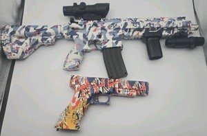Gel Ball Blaster Toy Gun Lot Of 2 Splatter Shot Effect - Rifle + Pistol - Read*