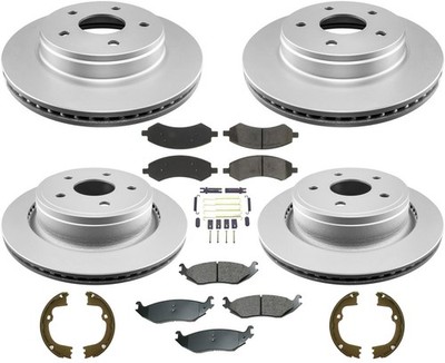 Coated Brake Rotor Brake Pad Shoes Fits Dodge 2011-2018 Ram 1500 Pick Up 5 Stud