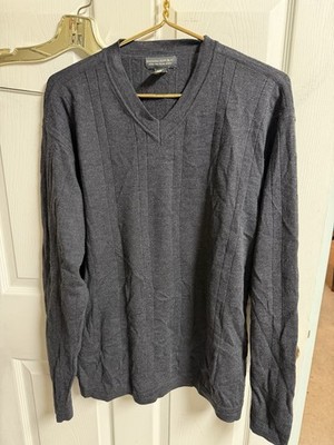 Banana Republic Sweater Men's XL Extra Fine Merino Wool V-Neck Gray 46w 29L