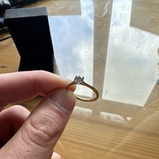 18ct Yellow Gold Diamond Solitaire Engagement Ring Size M Round White Stone 