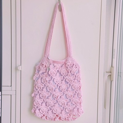 Starbucks Korea 2026 Blooming Flower Knit Bag Cherry Blossom Pink Tote Pouch