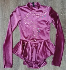 Danskin Platinum Girls Ice Dancing Figure Skating Dress Large LS Velvet Beads