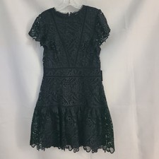 Express Sz M Black Romantic Flutter Sleeve Lace Fit Flare Cocktail Mini Dress