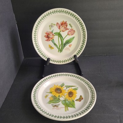Portmeirion Botanic Garden Pink Parrot Tulip / Sunflower Set of 2 Dinner Plate 