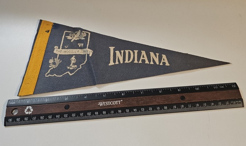 Vintage Indiana Hoosier State Map 12 Inch Pennant