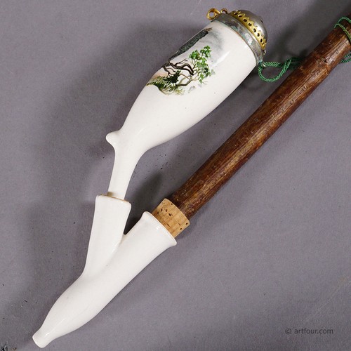 Vintage Black Forest Porcellaine Tobacco Pipe with Capercaillie - 第 3/7 張圖片