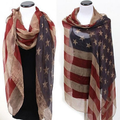 #ad Popular Shawl American Flag Oblong Scarfs Stars Pattern Headscarf Soft Love Gift $9.99