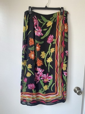 Indigo Thread Co Floral Wrap Skirt Size 10 Boho Tropical Midi