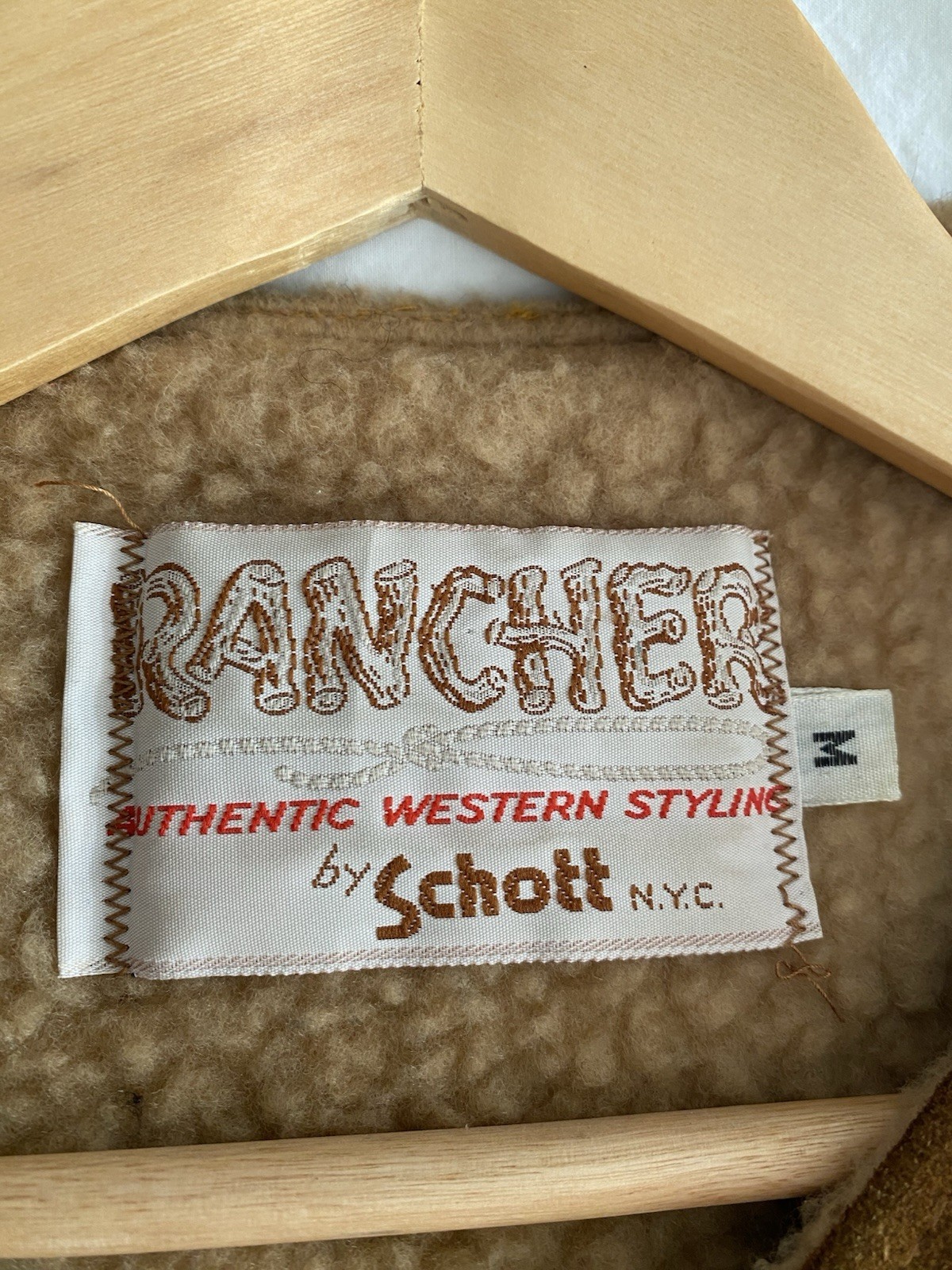 Chaleco Chaleco Vintage Schott NYC Rancher Gamuza Gillet con Vellón Sherpa M