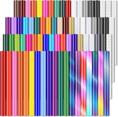 Permanent Vinyl (75Pack, 12''x12'') - 70 Adhesive Vinyl + 5 Transfer Tapes, Wat...