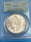 1890 O Morgan Silver Dollar PCGS MS-62 Old Green Holder