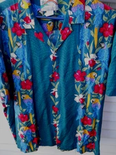 CLASSIC PARADISE FOUND BLUE PARROT MEN'S HAWAIIAN SHIRT SZ XLARGE RAYON USA MADE